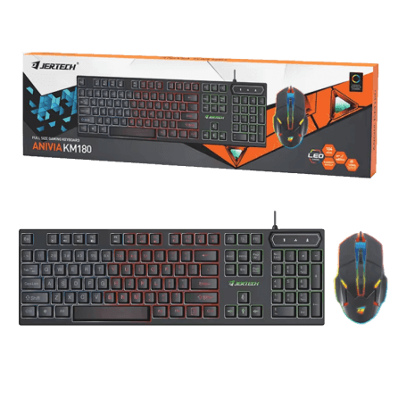 Jertech Keyboard Mouse Combo KM180 EN/AR Wired Black