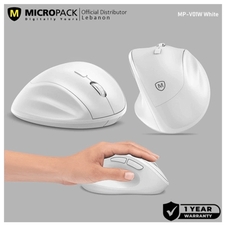 Micropack Mouse Mp-V01W Ergonomic Wireless Silent Switch (White)