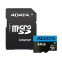 Adata Micro Sd 64Gb Class 10 Speed 100Mb AUSDX64GUICL10A1-RA1