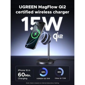 UGREEN 2-in-1 Magnetic Wireless Charger for iPhone + AirPods (Qi2 Certified) – Total Output: 25W Max - W710 45382